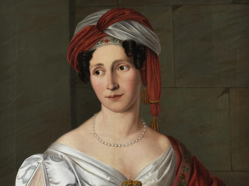 1741-Johann Christian Mannlich - Ritratto di una signora in abito di seta bianca